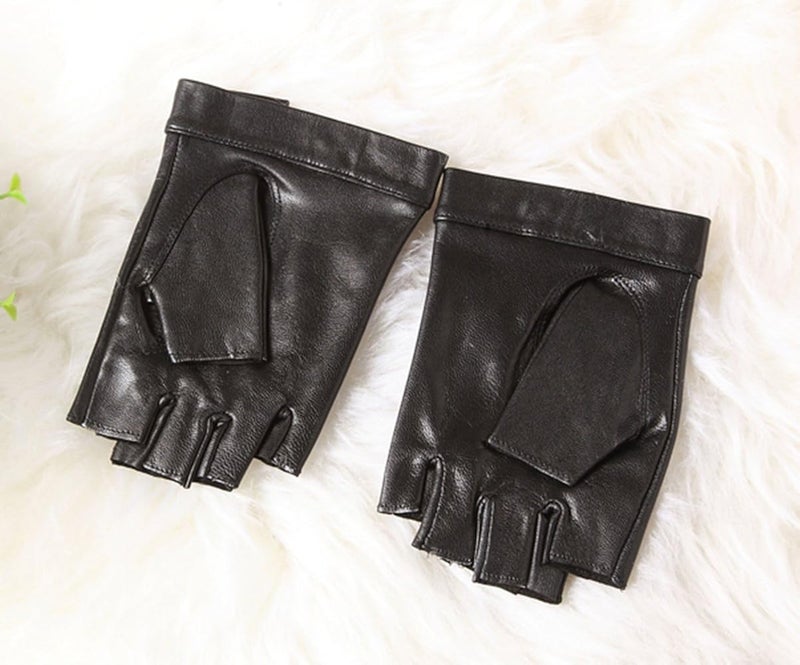 woobles Women's Shorty Leather Fingerless Motorcycle Biker Sports Glove - Image 4